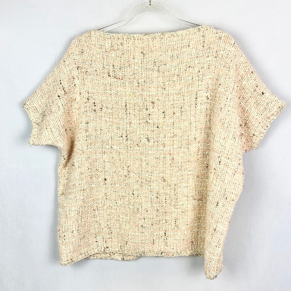 THE VILLAGE WEAVERY | 🧶Pale Pink Hand-Woven Wool Blend Short-Sleeved Sweater - Picture 3 of 14